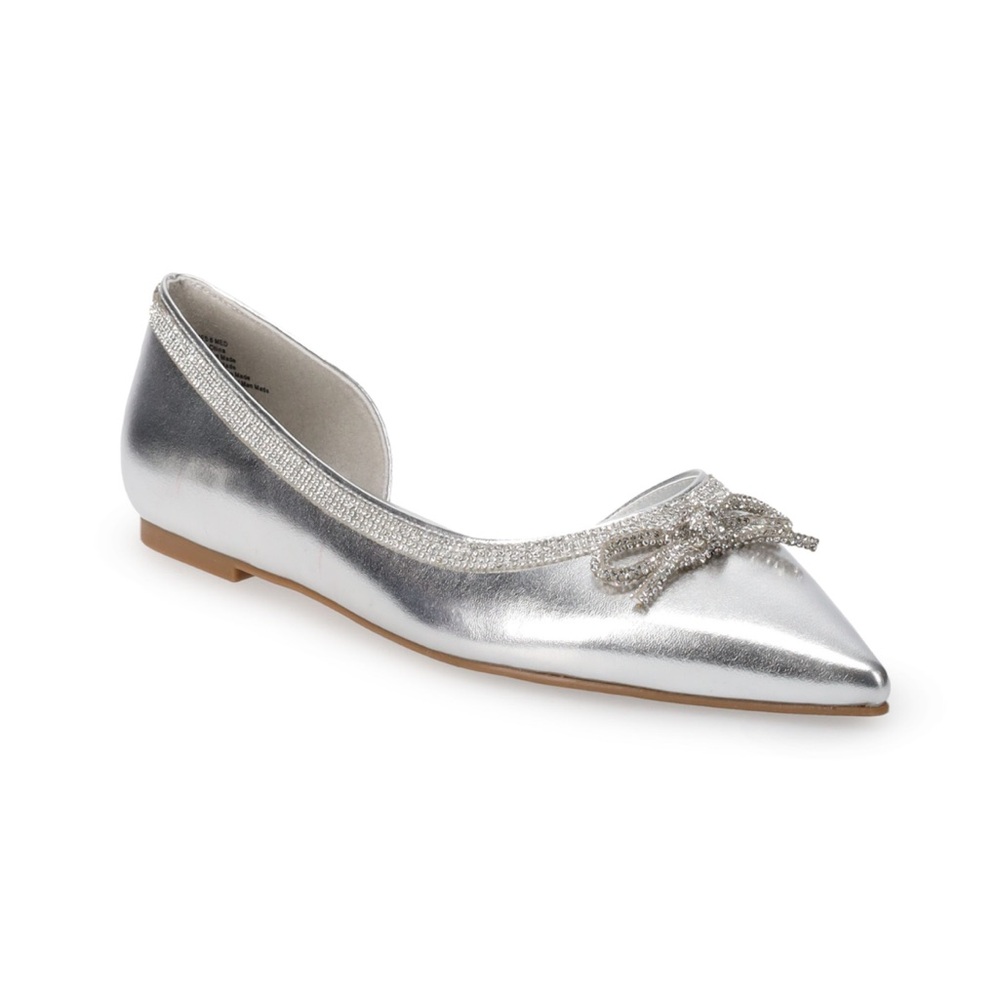 Silver Apt. 9® Emmalyn Women's Pointed Toe Bow Flats 7